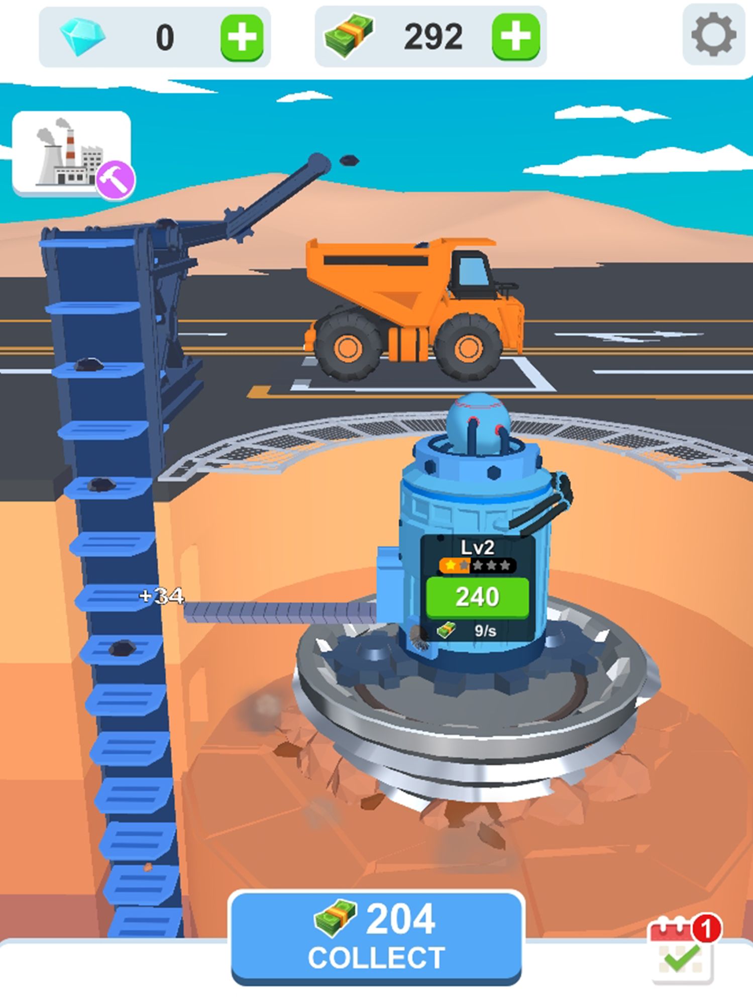 Full version of Android Easy game apk Idle Dig Factory for tablet and phone.