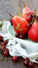 New mobile wallpapers - free download. Food, Fruits, Pears, Cherry picture and image for mobile phones.
