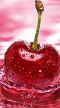 New mobile wallpapers - free download. Food, Fruits, Drops, Cherry, Water picture and image for mobile phones.