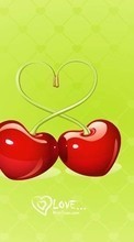 New mobile wallpapers - free download. Fruits, Cherry, Hearts, Love, Drawings, Berries picture and image for mobile phones.