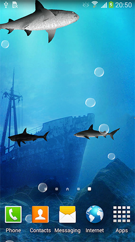 Screenshots of the live wallpaper Sharks 3D by BlackBird Wallpapers for Android phone or tablet.