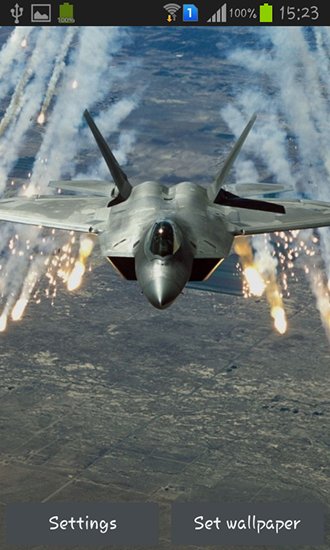Screenshots of the live wallpaper Air force for Android phone or tablet.